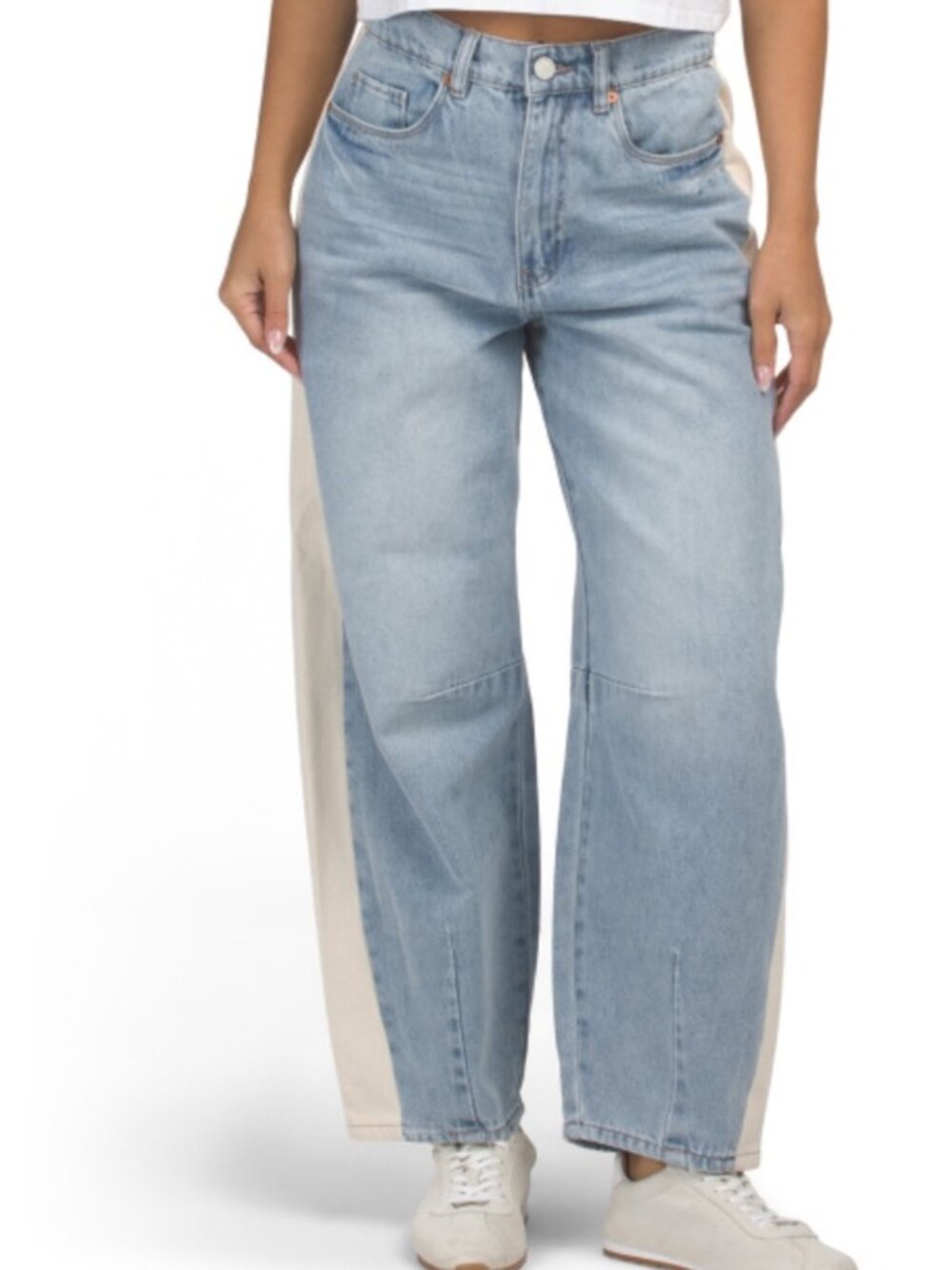 BLANK NYC Color Block Barrel Leg Jeans